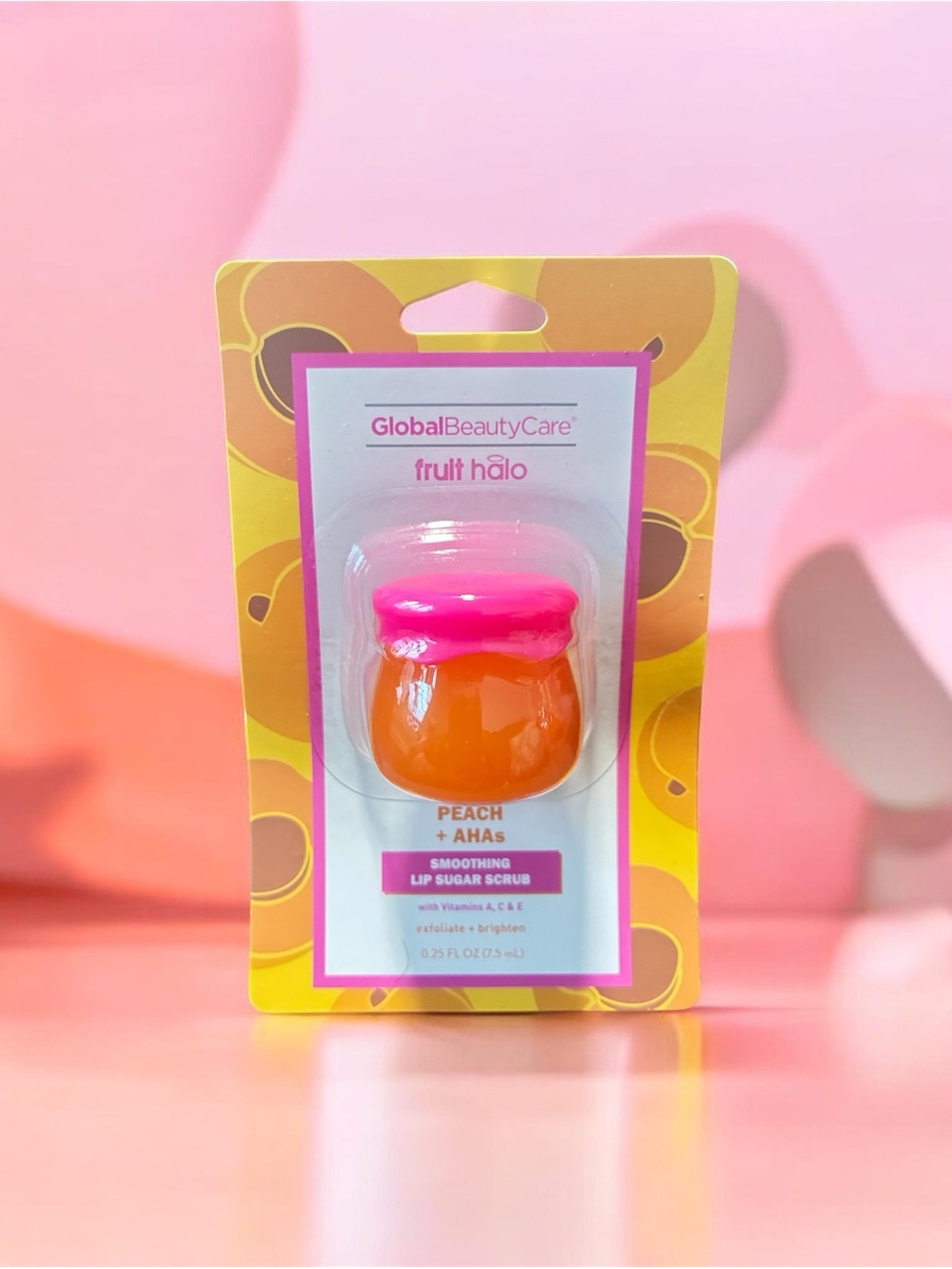 Global Beauty Care Fruit Halo Peach Lip Sugar Scrub - Pink & Orange
